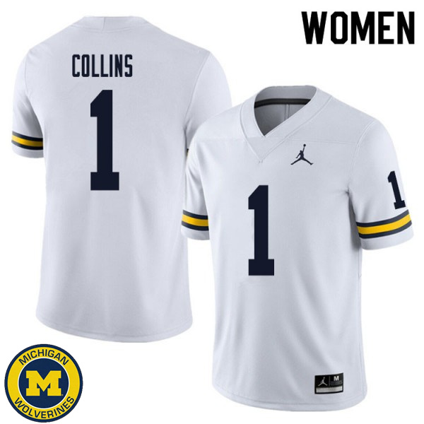 Womens Michigan Wolverines #1 Nico Collins White NCAA Football Jersey